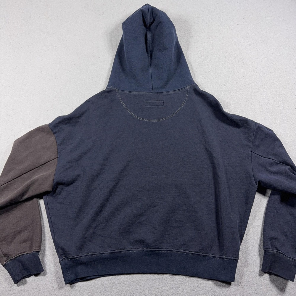 Eckhaus Latta Hoodie Mens Medium Blue Brown Pullover Fleece Sweatshirt Logo - Picture 10 of 11